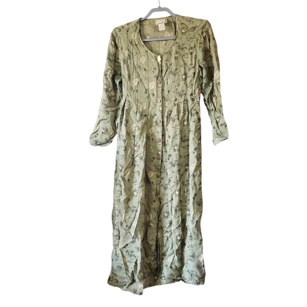 Vintage Green Floral Midi Dress